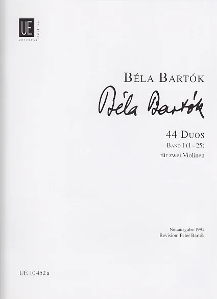 Universal Edition Bartok B. – 44 Duos Vol. 1 – 2 Violons