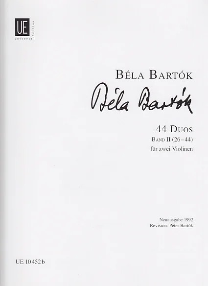 Universal Edition Bartok B. – 44 Duos Vol. 2 – 2 Violons