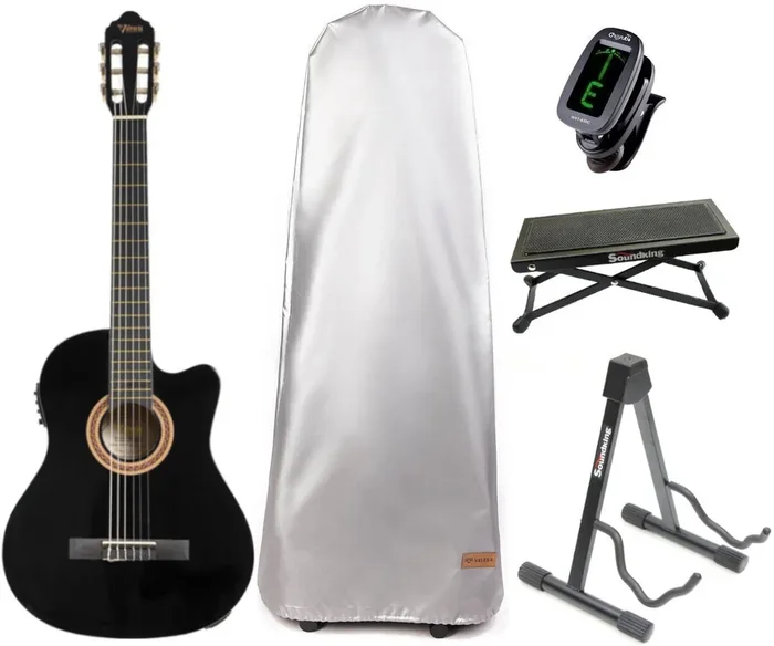 Valencia VC104CE 4/4 Black Guitares classique avec préampli
