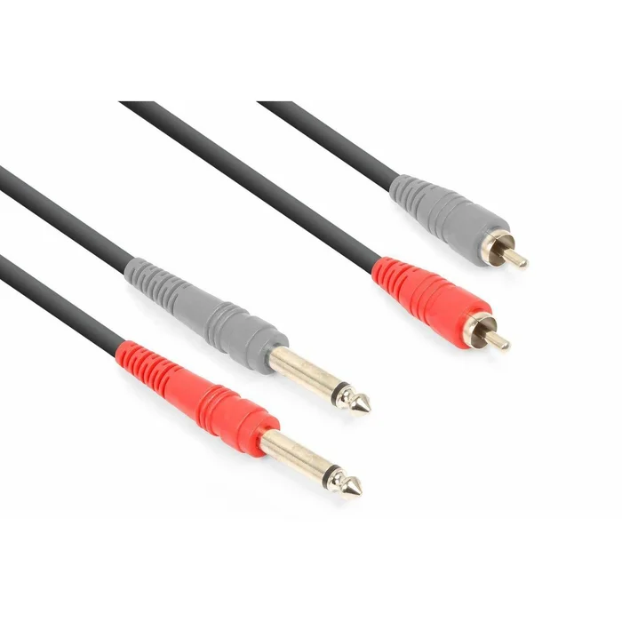 Vonyx Câble Audio Cordon 2x Jack 6,35 Mono/2x RCA Mâle – 3m