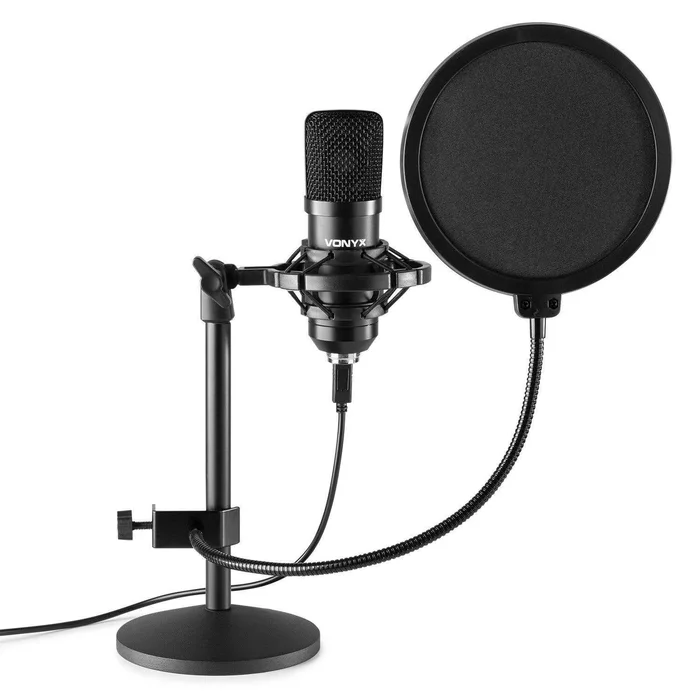 Vonyx CMTS300 – Microphone Streaming avec Socle – Noir
