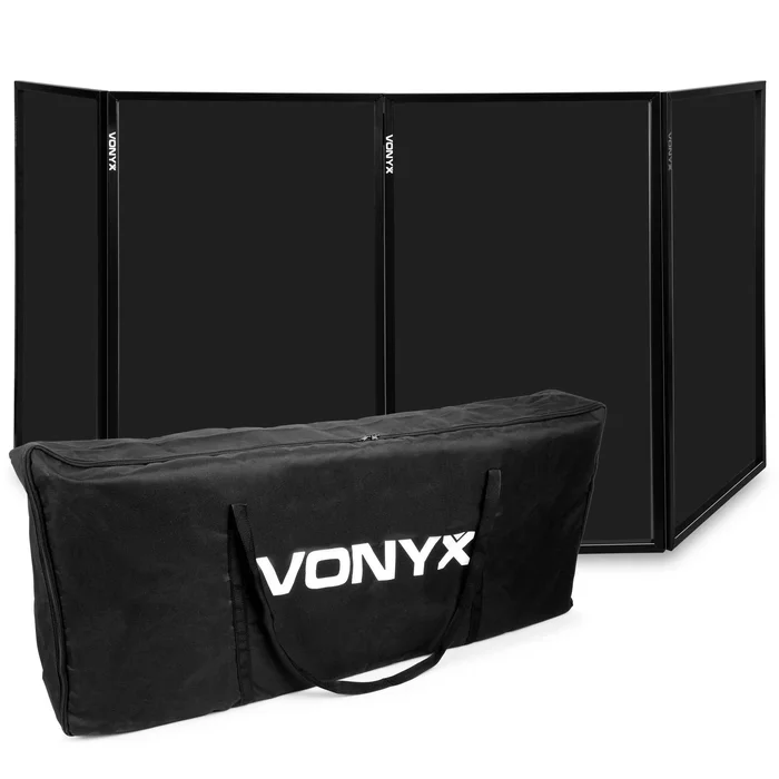 Vonyx DB2B – Façade DJ Pliable 4 Panneaux avec Sac, 280 x 120 cm, Noir