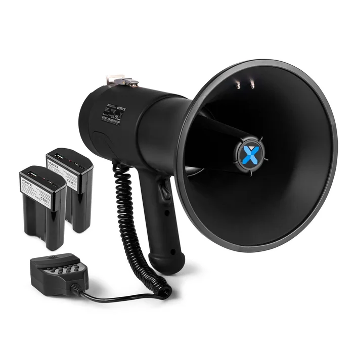 Vonyx MEG075 Pack Mégaphone 75W – avec 2x Batteries MRB12 Rechargeables