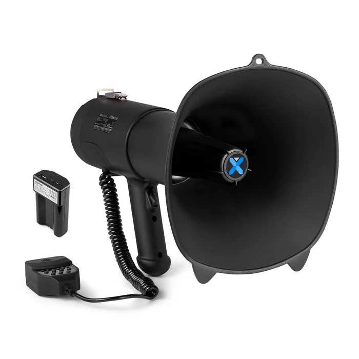 Vonyx MEG090 – Mégaphone Noir 90 Watts avec Batterie MR12, Idéal Manifestations, Bluetooth – Portée 1,4 km