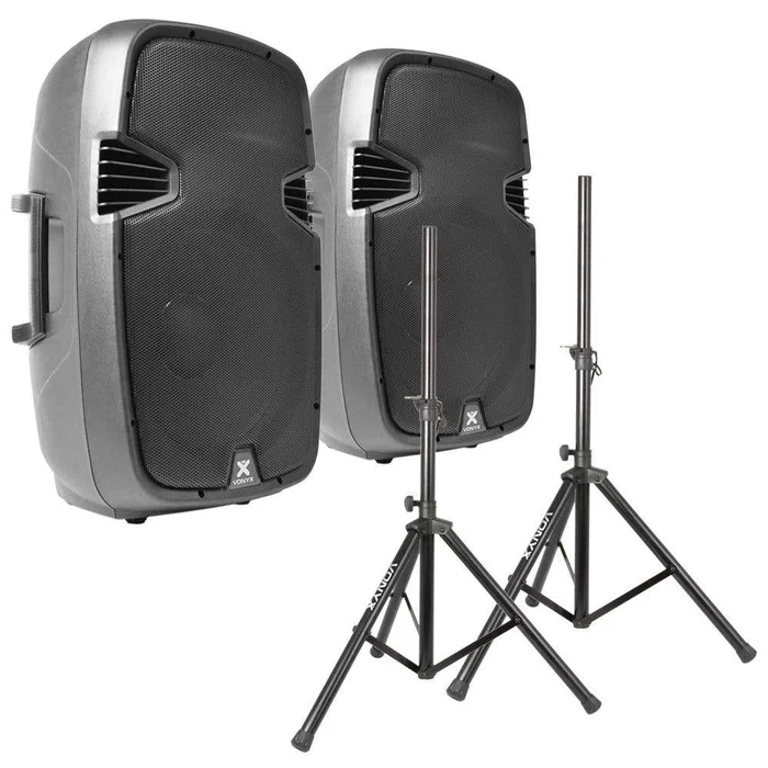 Vonyx SPJ-1500A Kit Sono DJ – Ensemble d’Enceintes 15″ 1600W avec Pieds