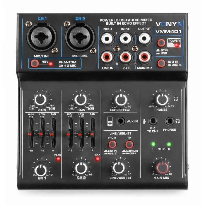 Vonyx VMM401 Mini Table de Mixage USB – 4 canaux