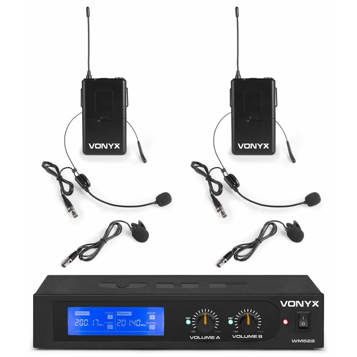 Vonyx WM5522B – Kit oreillette sans Fil VHF, Livré avec Boîtier
