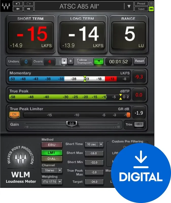 Waves WLM Plus Loudness Meter (Produit numérique)
