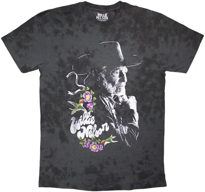 Willie Nelson T-shirt Floral Unisex Black S